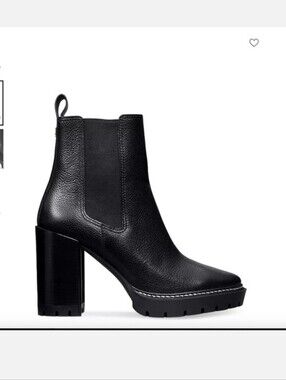 Tory Burch Carso 70mm Lug Sole Boots Black Leather Sz 9.5